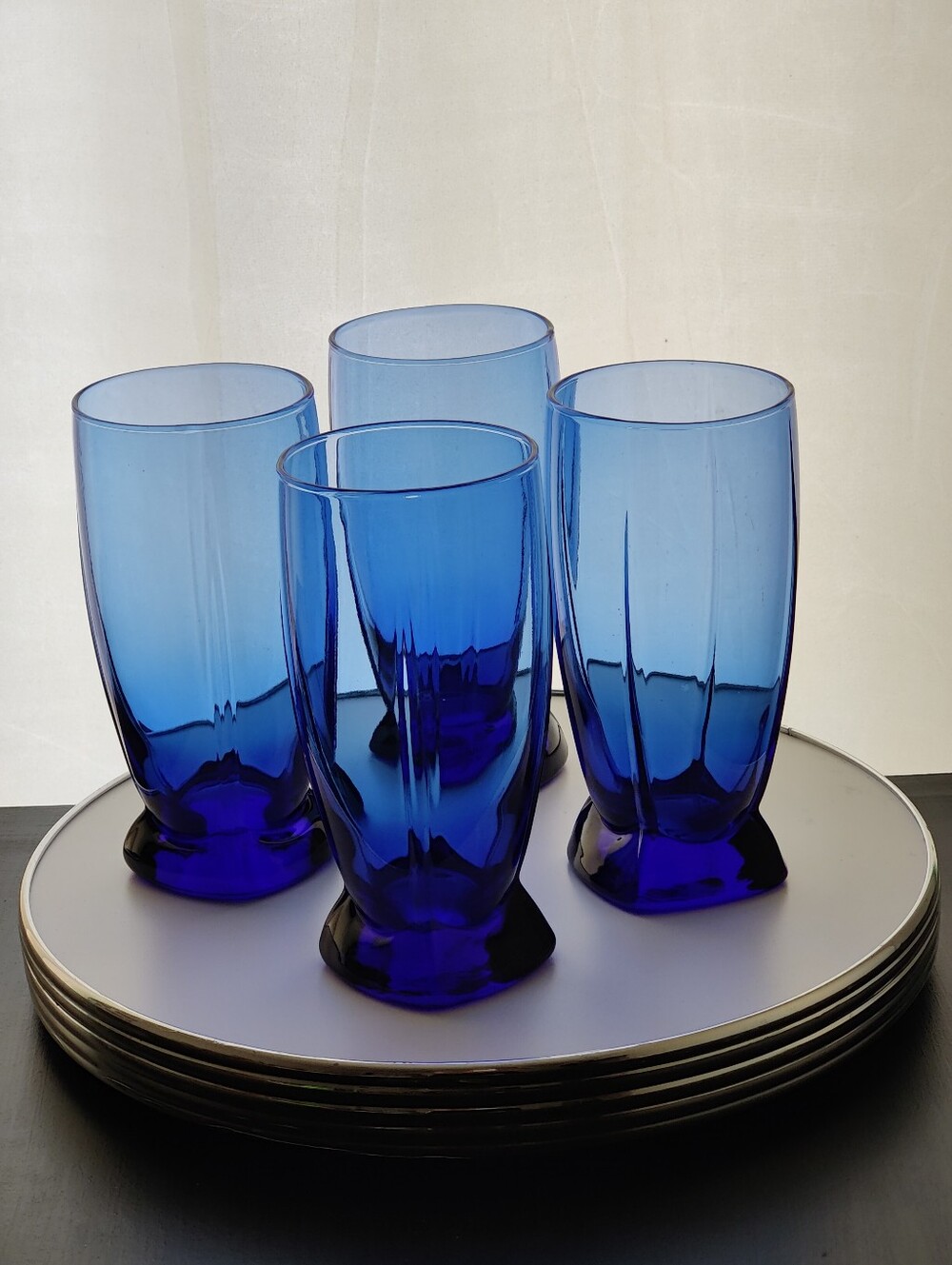 4 Vintage Highball Glasses | Berkeley Cobalt š by Anchor Hocking
